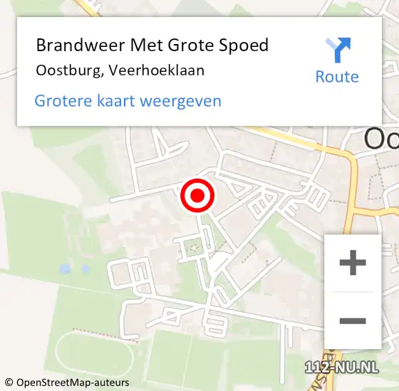 Locatie op kaart van de 112 melding: Brandweer Met Grote Spoed Naar Oostburg, Veerhoeklaan op 30 december 2021 12:01