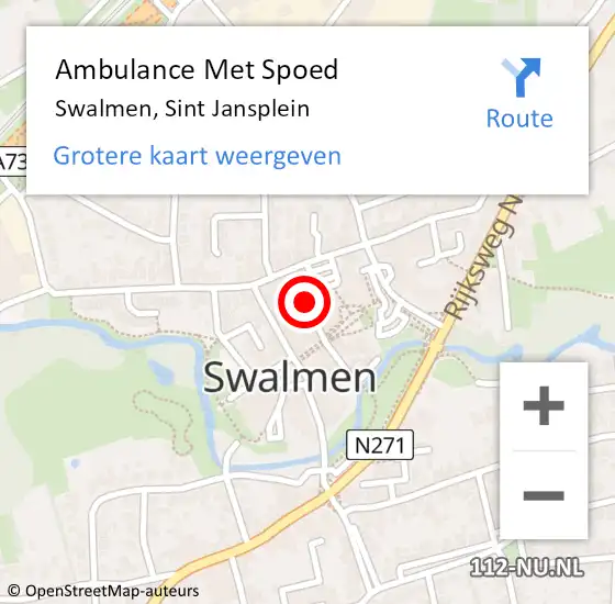 Locatie op kaart van de 112 melding: Ambulance Met Spoed Naar Swalmen, Sint Jansplein op 30 december 2021 12:05