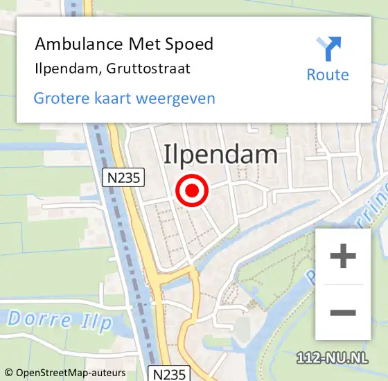 Locatie op kaart van de 112 melding: Ambulance Met Spoed Naar Ilpendam, Gruttostraat op 30 december 2021 12:05
