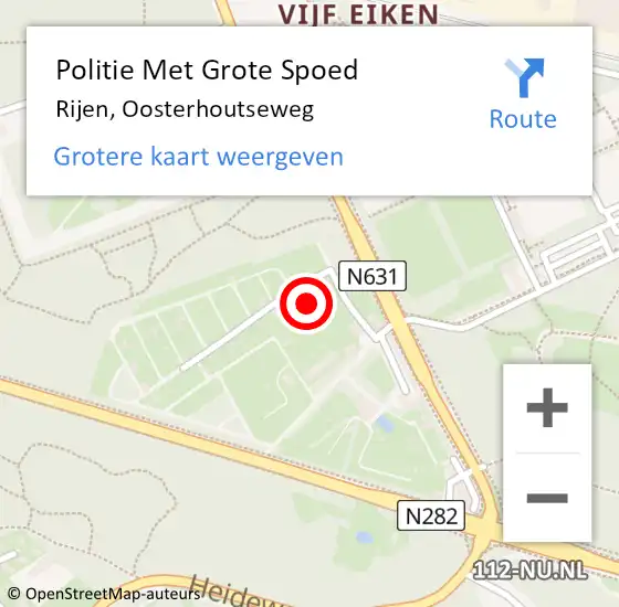 Locatie op kaart van de 112 melding: Politie Met Grote Spoed Naar Rijen, Oosterhoutseweg op 30 december 2021 12:25