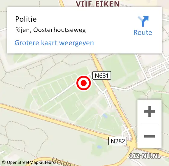 Locatie op kaart van de 112 melding: Politie Rijen, Oosterhoutseweg op 30 december 2021 12:25