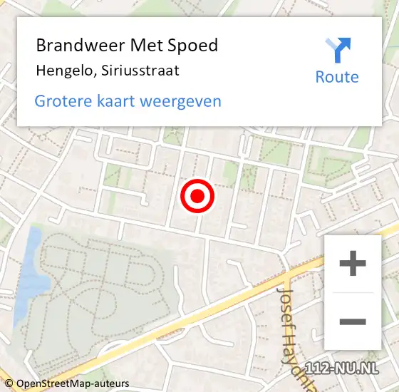 Locatie op kaart van de 112 melding: Brandweer Met Spoed Naar Hengelo, Siriusstraat op 30 december 2021 12:32