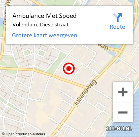 Locatie op kaart van de 112 melding: Ambulance Met Spoed Naar Volendam, Dieselstraat op 30 december 2021 12:34