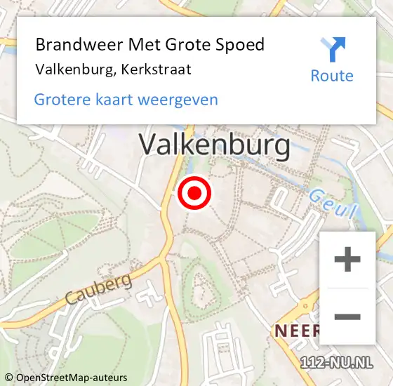 Locatie op kaart van de 112 melding: Brandweer Met Grote Spoed Naar Valkenburg, Kerkstraat op 30 december 2021 12:38