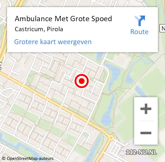 Locatie op kaart van de 112 melding: Ambulance Met Grote Spoed Naar Castricum, Pirola op 30 december 2021 12:40