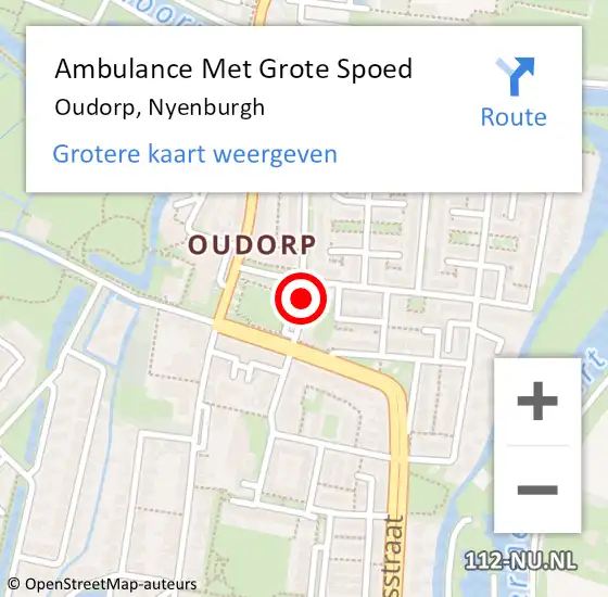 Locatie op kaart van de 112 melding: Ambulance Met Grote Spoed Naar Oudorp, Nyenburgh op 30 december 2021 12:42