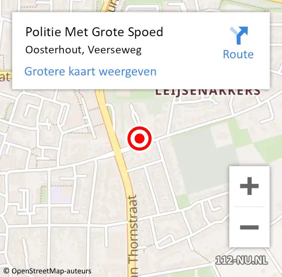 Locatie op kaart van de 112 melding: Politie Met Grote Spoed Naar Oosterhout, Veerseweg op 30 december 2021 12:59