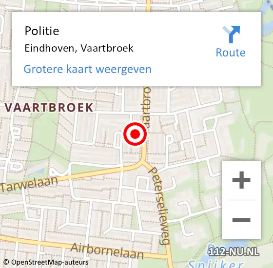 Locatie op kaart van de 112 melding: Politie Eindhoven, Vaartbroek op 30 december 2021 13:03