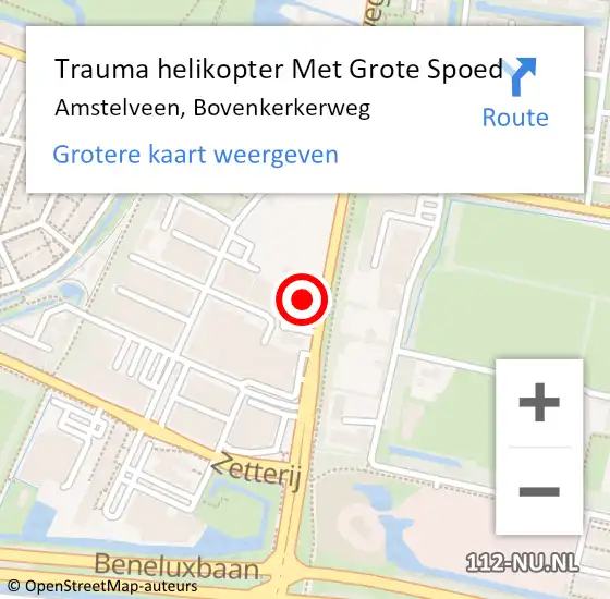 Locatie op kaart van de 112 melding: Trauma helikopter Met Grote Spoed Naar Amstelveen, Bovenkerkerweg op 30 december 2021 13:11