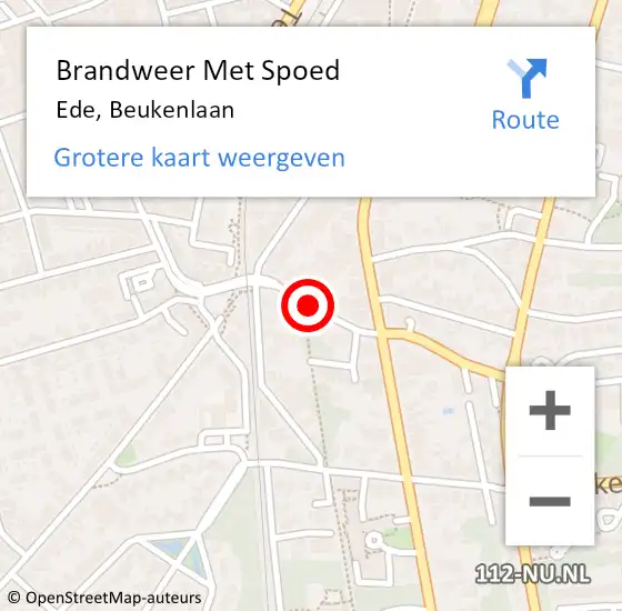 Locatie op kaart van de 112 melding: Brandweer Met Spoed Naar Ede, Beukenlaan op 30 december 2021 13:17