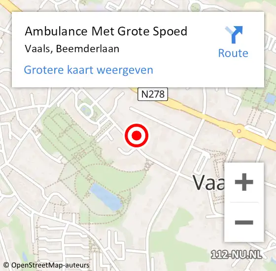 Locatie op kaart van de 112 melding: Ambulance Met Grote Spoed Naar Vaals, Beemderlaan op 3 juli 2014 19:14