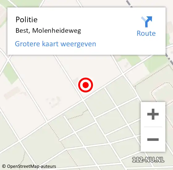 Locatie op kaart van de 112 melding: Politie Best, Molenheideweg op 30 december 2021 13:49