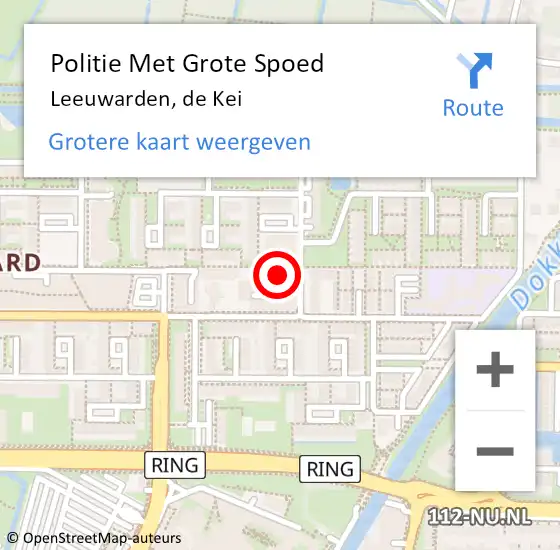 Locatie op kaart van de 112 melding: Politie Met Grote Spoed Naar Leeuwarden, de Kei op 30 december 2021 13:57