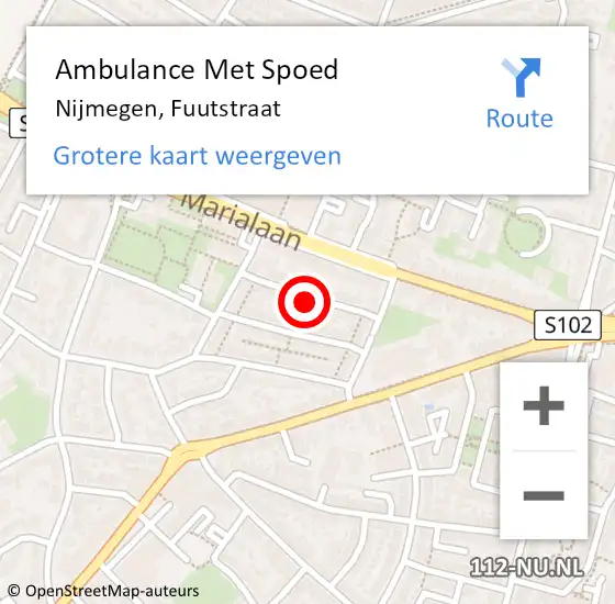 Locatie op kaart van de 112 melding: Ambulance Met Spoed Naar Nijmegen, Fuutstraat op 30 december 2021 14:07