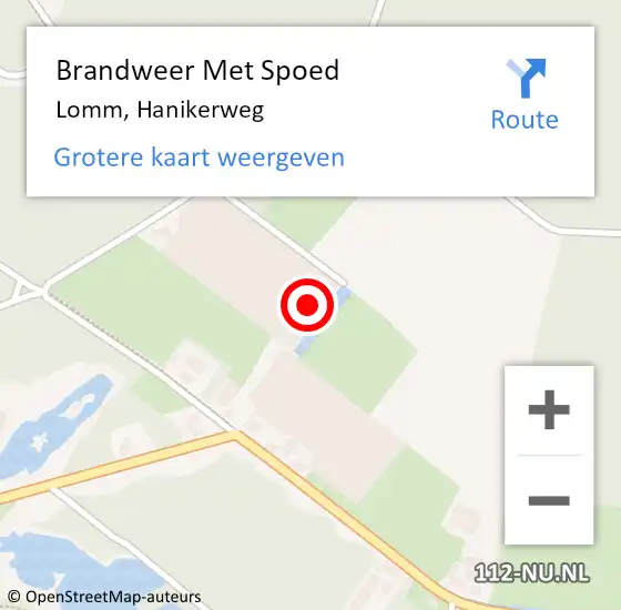Locatie op kaart van de 112 melding: Brandweer Met Spoed Naar Lomm, Hanikerweg op 30 december 2021 14:12