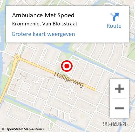 Locatie op kaart van de 112 melding: Ambulance Met Spoed Naar Krommenie, Van Bloisstraat op 30 december 2021 14:12