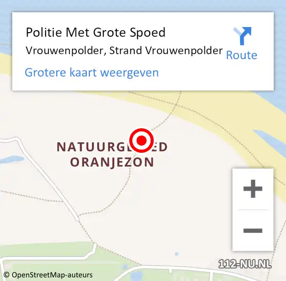 Locatie op kaart van de 112 melding: Politie Met Grote Spoed Naar Vrouwenpolder, Strand Vrouwenpolder op 30 december 2021 14:24