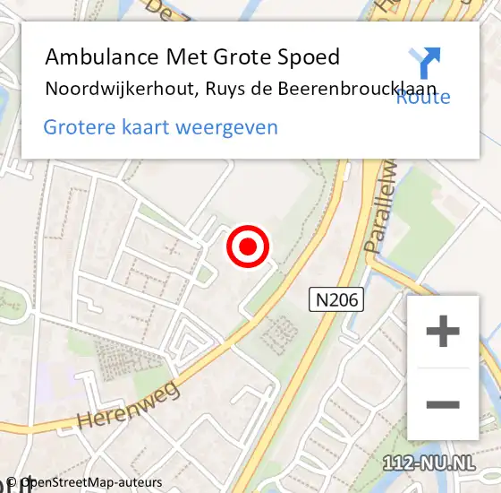 Locatie op kaart van de 112 melding: Ambulance Met Grote Spoed Naar Noordwijkerhout, Ruys de Beerenbroucklaan op 30 december 2021 14:30