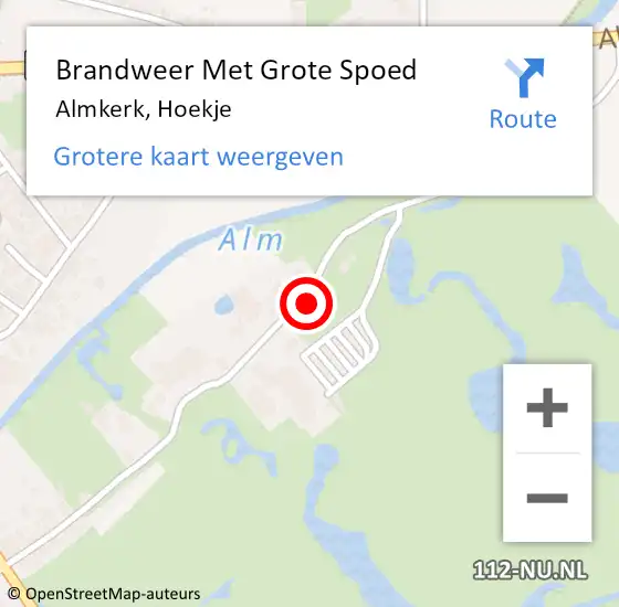 Locatie op kaart van de 112 melding: Brandweer Met Grote Spoed Naar Almkerk, Hoekje op 30 december 2021 14:46