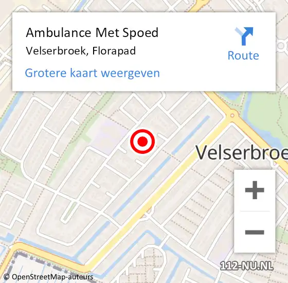 Locatie op kaart van de 112 melding: Ambulance Met Spoed Naar Velserbroek, Florapad op 30 december 2021 14:52