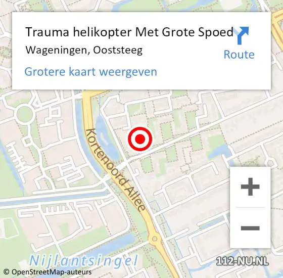 Locatie op kaart van de 112 melding: Trauma helikopter Met Grote Spoed Naar Wageningen, Ooststeeg op 30 december 2021 14:57