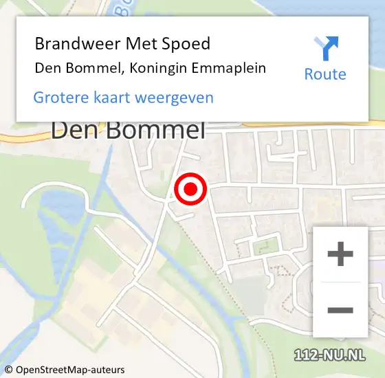 Locatie op kaart van de 112 melding: Brandweer Met Spoed Naar Den Bommel, Koningin Emmaplein op 30 december 2021 14:57