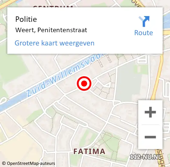 Locatie op kaart van de 112 melding: Politie Weert, Penitentenstraat op 30 december 2021 15:04