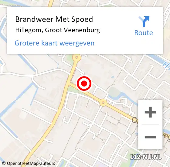 Locatie op kaart van de 112 melding: Brandweer Met Spoed Naar Hillegom, Groot Veenenburg op 30 december 2021 15:04