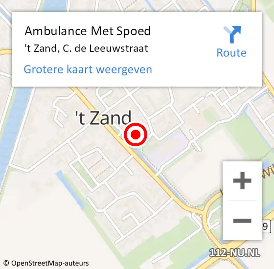 Locatie op kaart van de 112 melding: Ambulance Met Spoed Naar 't Zand, C. de Leeuwstraat op 30 december 2021 15:12