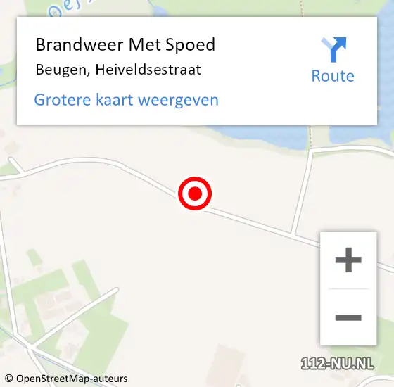 Locatie op kaart van de 112 melding: Brandweer Met Spoed Naar Beugen, Heiveldsestraat op 30 december 2021 15:22