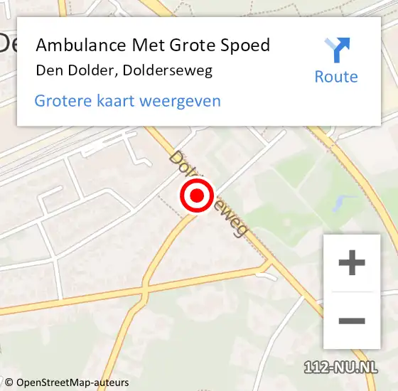 Locatie op kaart van de 112 melding: Ambulance Met Grote Spoed Naar Den Dolder, Dolderseweg op 3 juli 2014 19:31