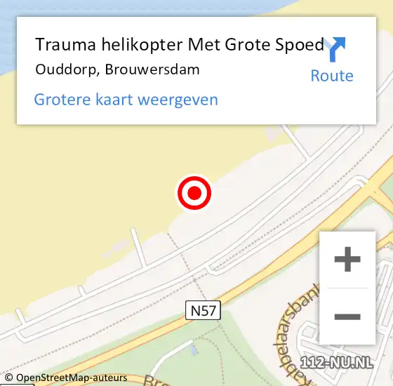 Locatie op kaart van de 112 melding: Trauma helikopter Met Grote Spoed Naar Ouddorp, Brouwersdam op 30 december 2021 15:36