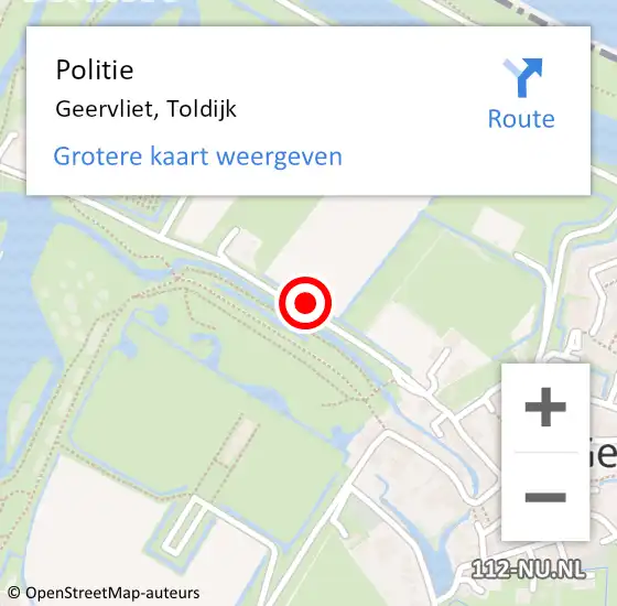 Locatie op kaart van de 112 melding: Politie Geervliet, Toldijk op 30 december 2021 15:45