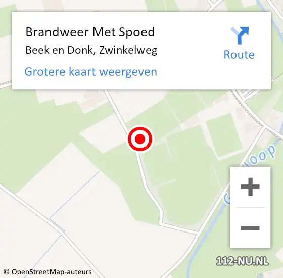 Locatie op kaart van de 112 melding: Brandweer Met Spoed Naar Beek en Donk, Zwinkelweg op 30 december 2021 15:51