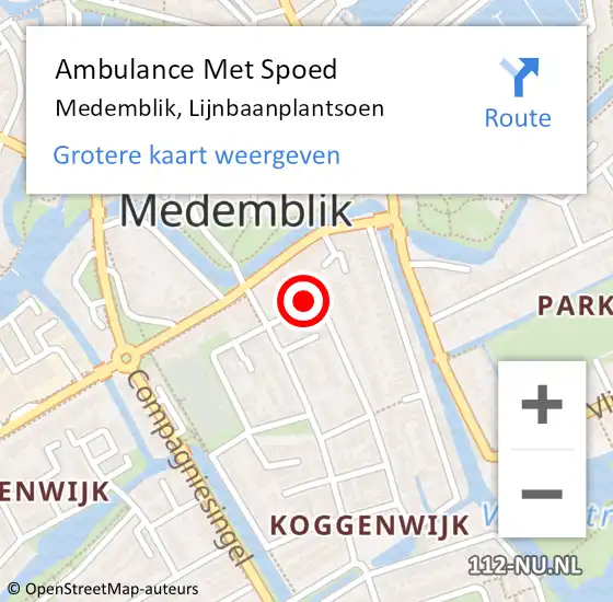 Locatie op kaart van de 112 melding: Ambulance Met Spoed Naar Medemblik, Lijnbaanplantsoen op 30 december 2021 15:57