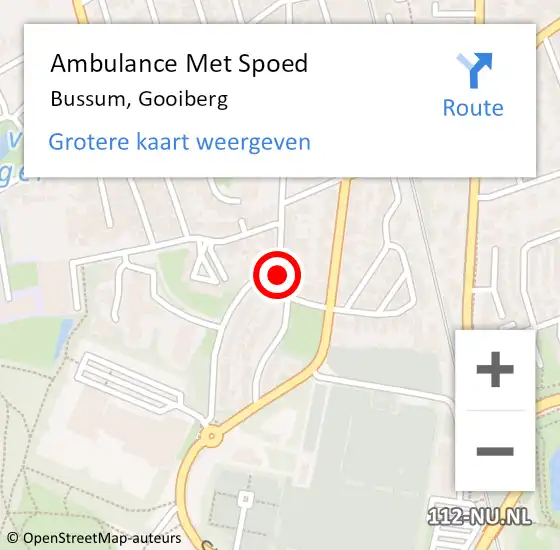 Locatie op kaart van de 112 melding: Ambulance Met Spoed Naar Bussum, Gooiberg op 3 juli 2014 19:36