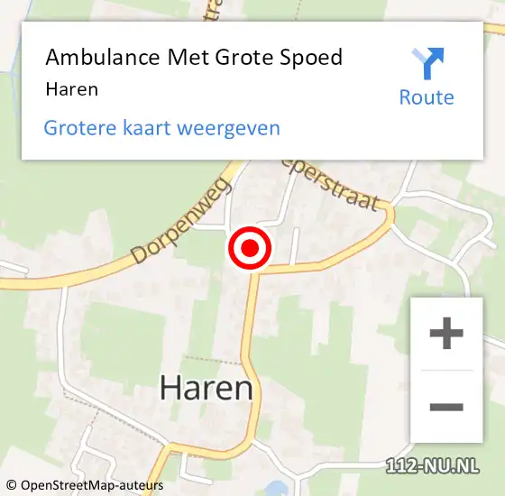 Locatie op kaart van de 112 melding: Ambulance Met Grote Spoed Naar Haren op 30 december 2021 16:16