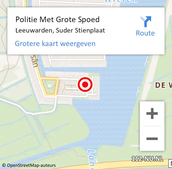 Locatie op kaart van de 112 melding: Politie Met Grote Spoed Naar Leeuwarden, Suder Stienplaat op 30 december 2021 16:22