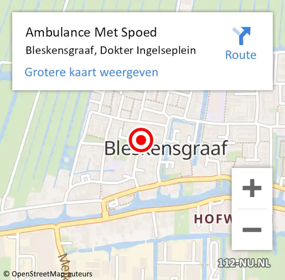 Locatie op kaart van de 112 melding: Ambulance Met Spoed Naar Bleskensgraaf, Dokter Ingelseplein op 30 december 2021 16:24