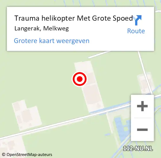Locatie op kaart van de 112 melding: Trauma helikopter Met Grote Spoed Naar Langerak, Melkweg op 30 december 2021 16:33