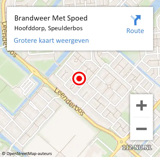 Locatie op kaart van de 112 melding: Brandweer Met Spoed Naar Hoofddorp, Speulderbos op 30 december 2021 16:53