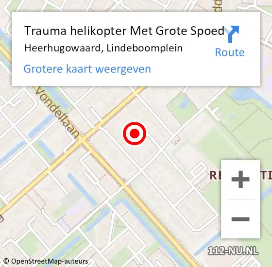 Locatie op kaart van de 112 melding: Trauma helikopter Met Grote Spoed Naar Heerhugowaard, Lindeboomplein op 30 december 2021 17:04