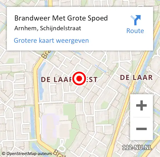 Locatie op kaart van de 112 melding: Brandweer Met Grote Spoed Naar Arnhem, Schijndelstraat op 30 december 2021 17:10