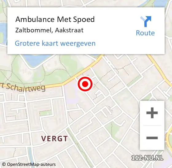 Locatie op kaart van de 112 melding: Ambulance Met Spoed Naar Zaltbommel, Aakstraat op 30 december 2021 17:30