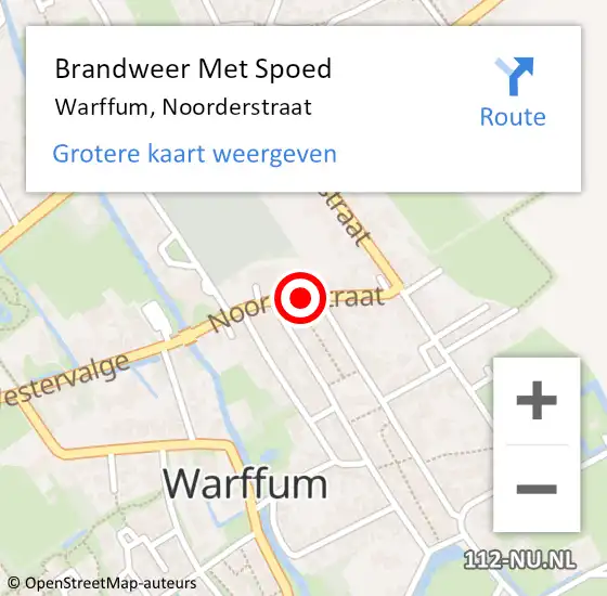 Locatie op kaart van de 112 melding: Brandweer Met Spoed Naar Warffum, Noorderstraat op 30 december 2021 17:46