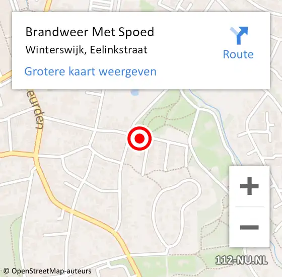 Locatie op kaart van de 112 melding: Brandweer Met Spoed Naar Winterswijk, Eelinkstraat op 30 december 2021 17:56