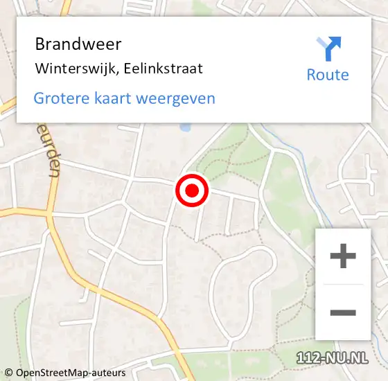 Locatie op kaart van de 112 melding: Brandweer Winterswijk, Eelinkstraat op 30 december 2021 17:58