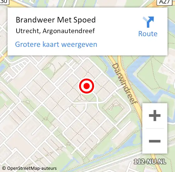 Locatie op kaart van de 112 melding: Brandweer Met Spoed Naar Utrecht, Argonautendreef op 30 december 2021 18:05