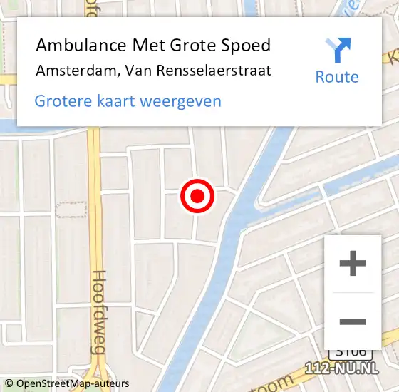 Locatie op kaart van de 112 melding: Ambulance Met Grote Spoed Naar Amsterdam, Van Rensselaerstraat op 30 december 2021 18:11