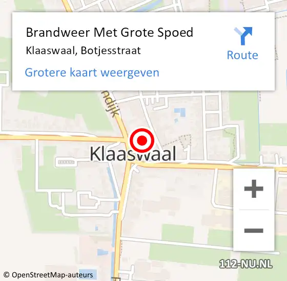 Locatie op kaart van de 112 melding: Brandweer Met Grote Spoed Naar Klaaswaal, Botjesstraat op 30 december 2021 18:27